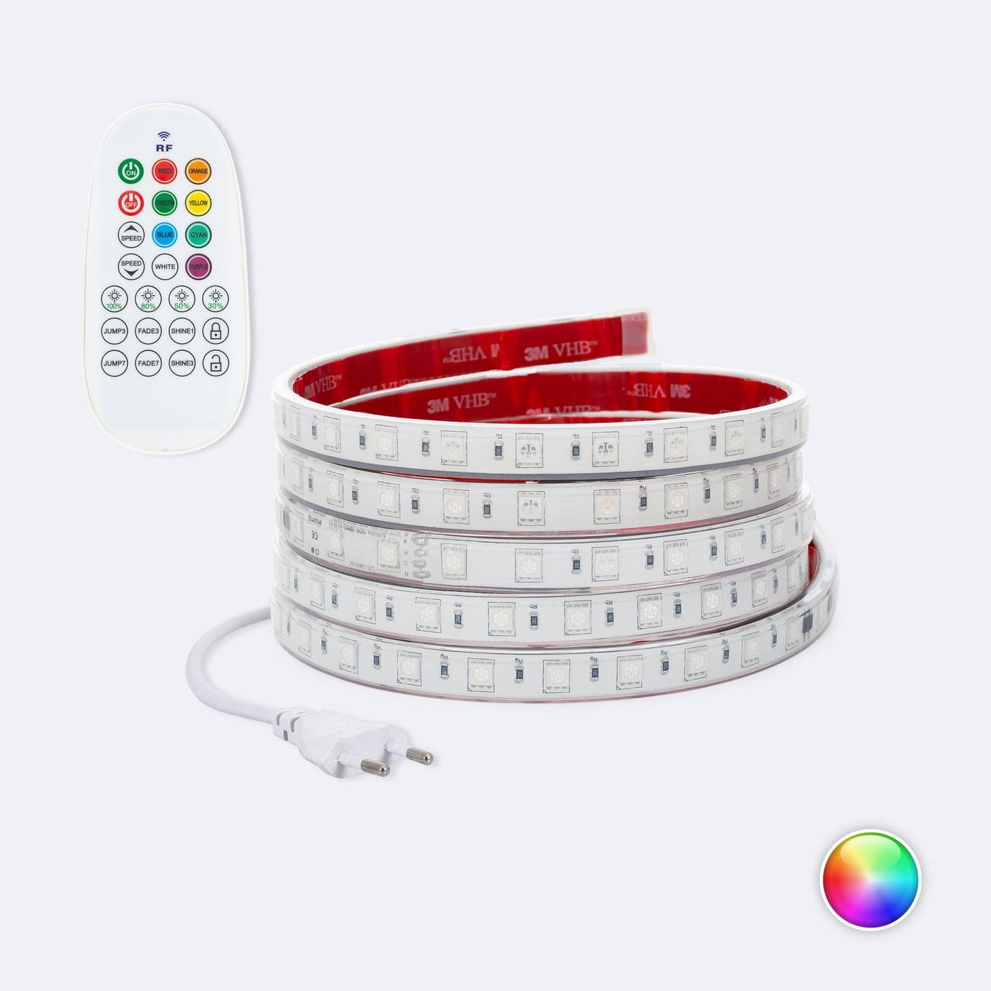 Flexibler RGB-LED-Streifen 220V IP67, 60 LED/m, Silikon, 100 cm Schnitt