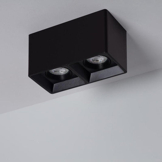 Plafonnier LED Carré Double Noir, 5W, IP20, Non Dimmable