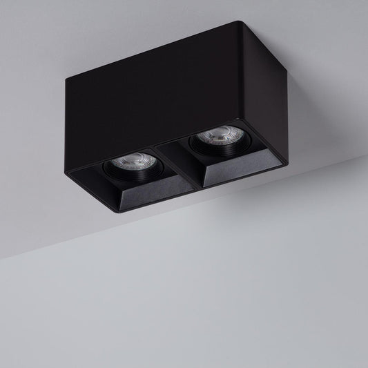 Plafonnier LED Carré Double Noir, 5W, IP20, Non Dimmable