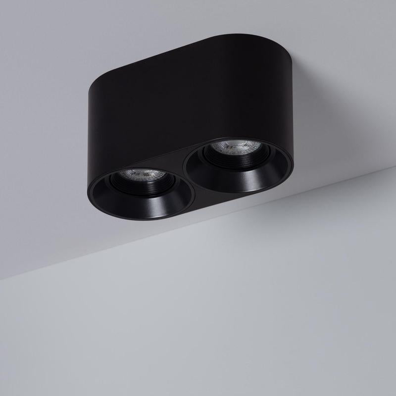 Plafonnier LED Double Noir 10W IP20 Non Orientable
