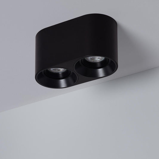 Plafonnier LED Double Noir 10W IP20 Non Orientable