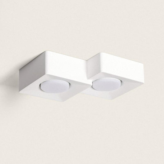 Plafonnier LED en Plâtre 2 Spots, 9W, IP20, Installation en Saillie