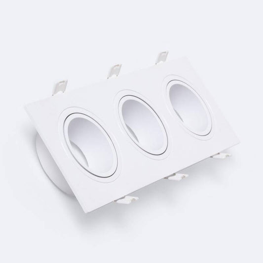 Collerette Downlight LED Carrée 3x9W GU10/GU5.3, IP20, Installation Encastrée