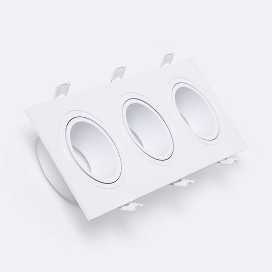 Collerette Downlight LED Carrée 3x9W GU10/GU5.3, IP20, Installation Encastrée
