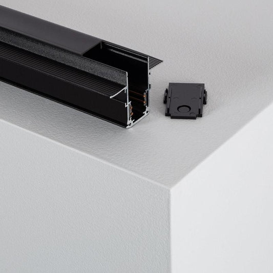 Rail Magnétique Encastré 48V 2m Aluminium Noir