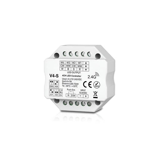 Contrôleur Variateur LED 72W 12/24V DC, IP20, Télécommande RF