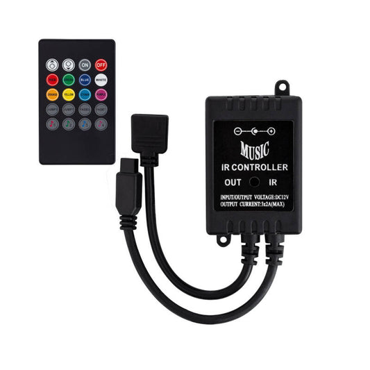Contrôleur Variateur Musical pour Ruban LED RGB 12V DC, IP20, Télécommande IR