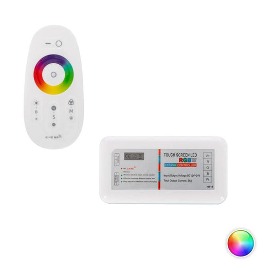 Contrôleur Variateur Tactile pour Ruban LED RGBW, 12/24V DC, IP20, Télécommande RF