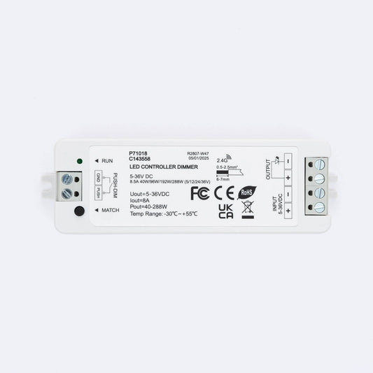Contrôleur Variateur pour Ruban LED 288W IP20 Dimmable avec Connectivité RF