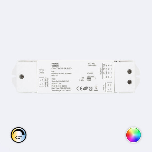 Contrôleur Variateur pour Ruban LED RGB-CCT, 220-240V AC, IP20, Intérieur