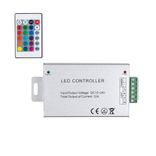 Contrôleur RGB pour Ruban LED 12/24V DC, 288W, IP20, avec Télécommande IR