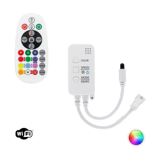 Contrôleur Variateur Wi-Fi pour Ruban LED RGBIC 12-24V DC IP20 avec Télécommande IR