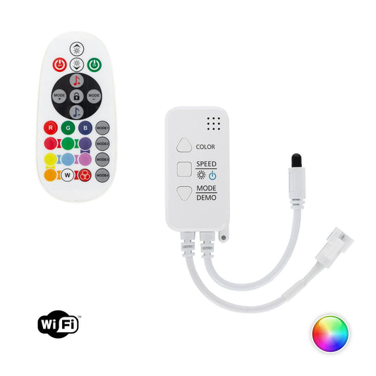 Contrôleur Variateur Wi-Fi pour Ruban LED RGBIC 12-24V DC IP20 avec Télécommande IR