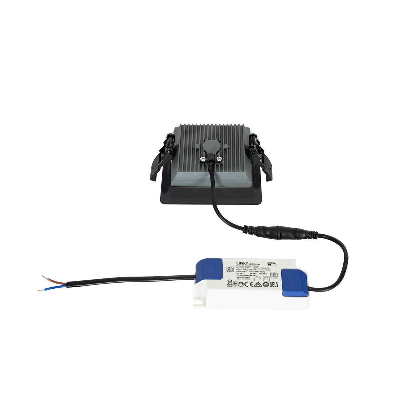 Downlight LED 10W Carré IP44 Noir 1200 lm Non-Dimmable