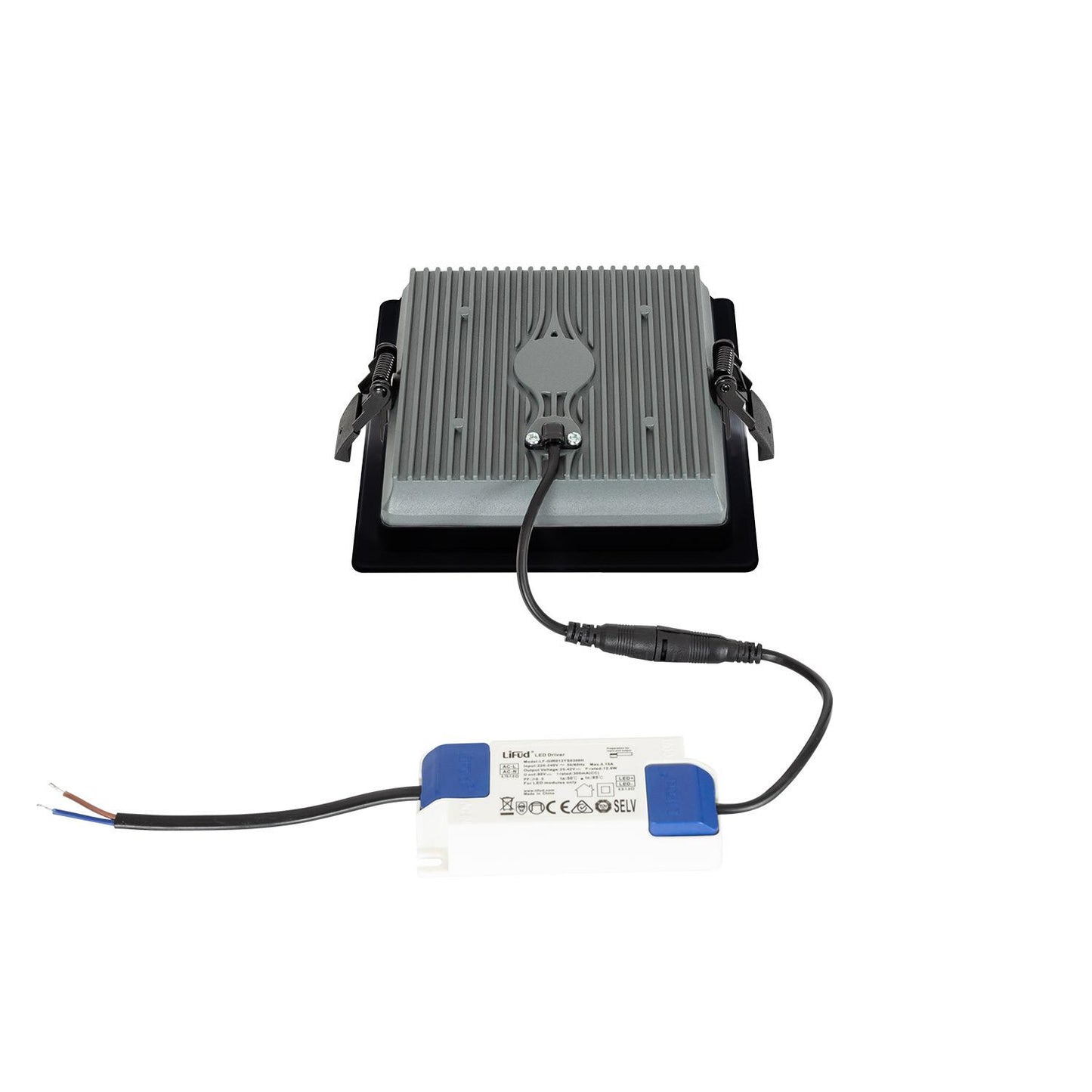 Downlight LED 15W Carré IP44 Non-Dimmable Microprismatique Noir
