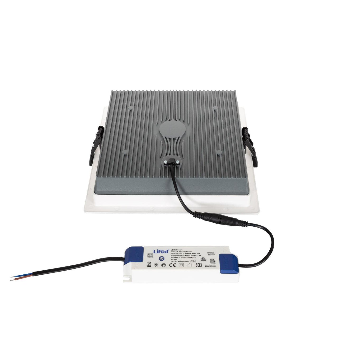 Downlight LED Carré 30W, IP44, UGR 17, Installation Encastrée, 3600 lm
