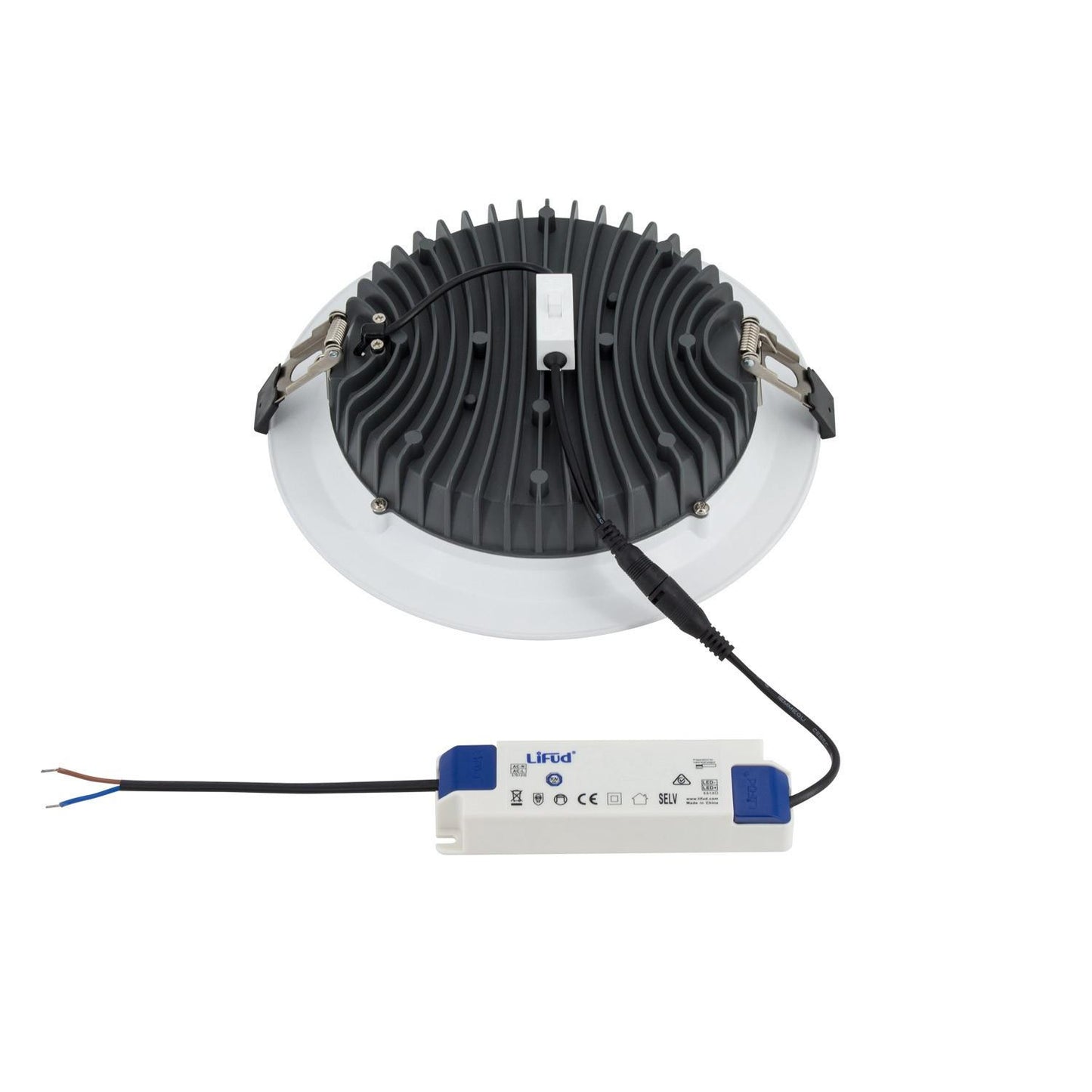 Downlight LED Rond 40W, 130 lm/W, IP44, Ø 200 mm, Installation Encastrée
