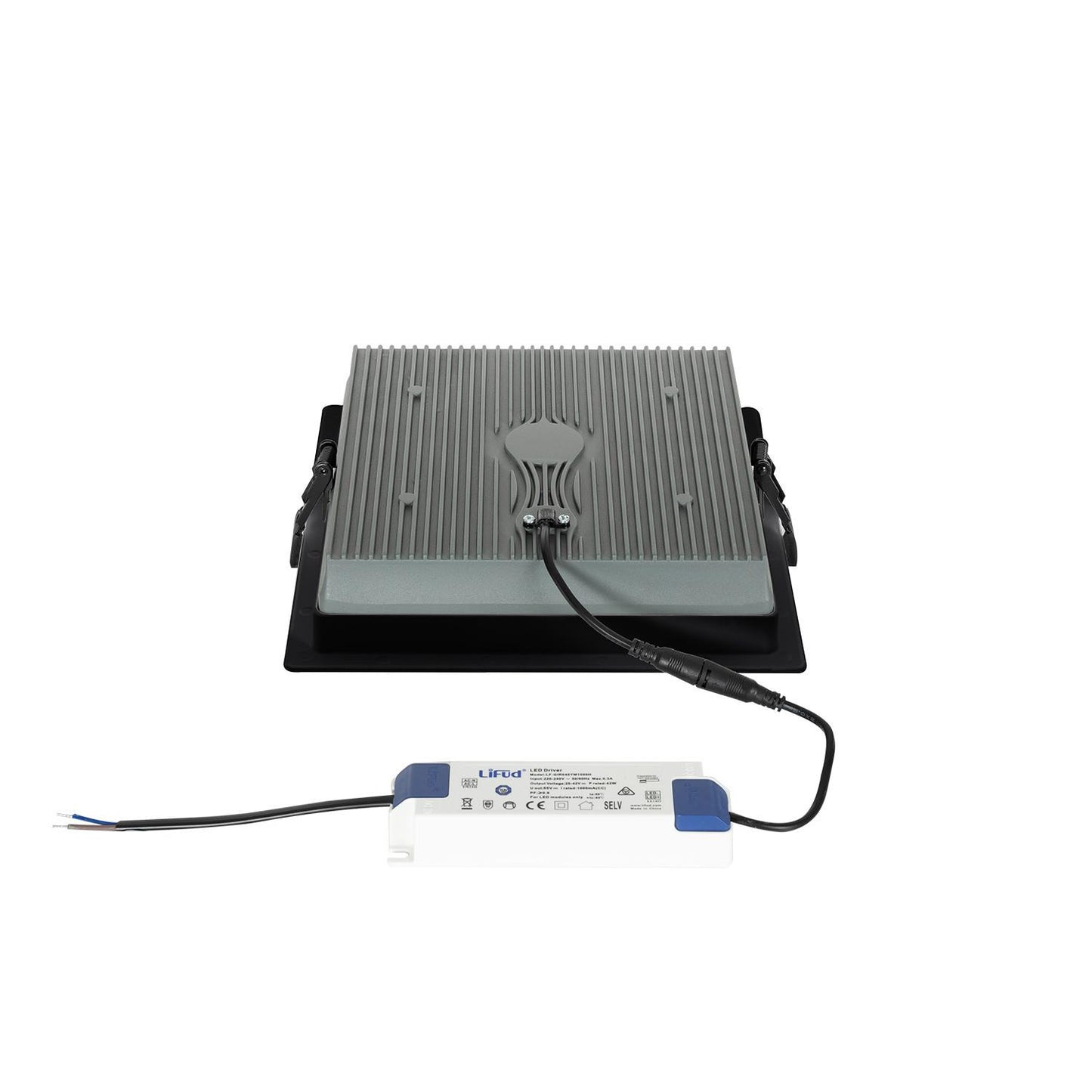 Downlight LED 40W Carré IP44 4800 lm Encastré Noir