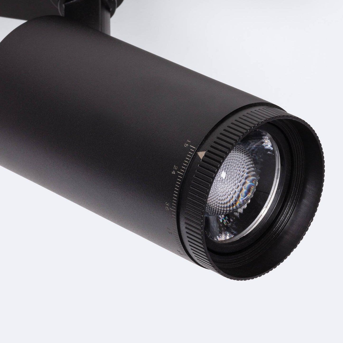 Spot LED sur Rail 20W, Monophasé, Angle Réglable 15-60º, IP20, Noir