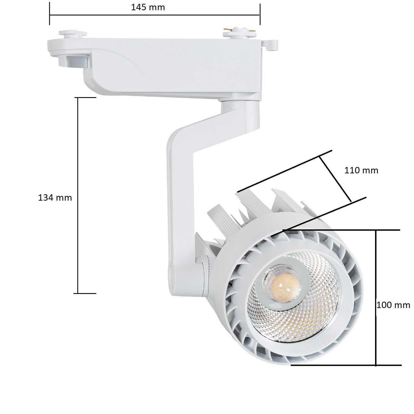 Spot LED sur Rail Monophasé 30W, IP20, Orientable, Blanc