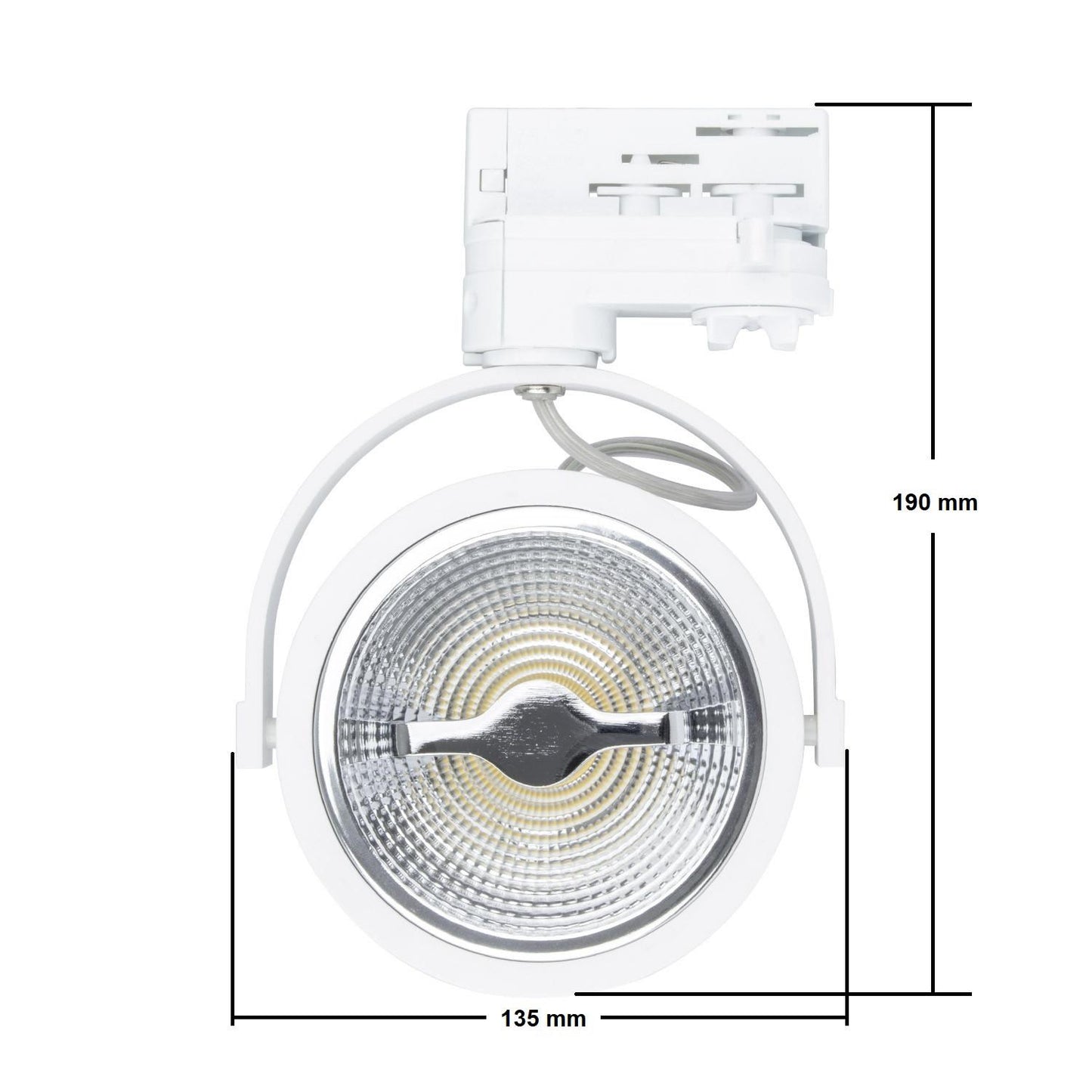 Spot LED sur Rail Triphasé 15W Dimmable, IP20, Installation Facile