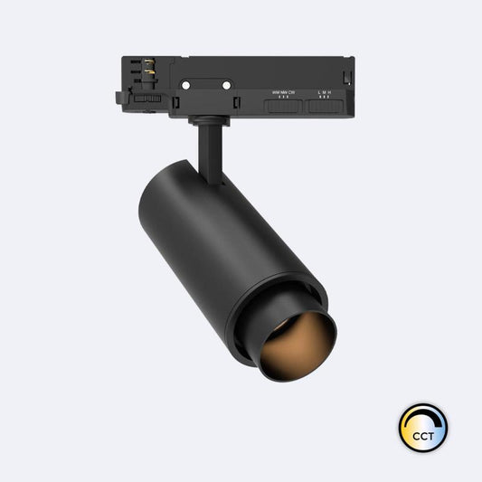 Spot LED 20W pour Rail Triphasé Dimmable Noir, IP20, UGR 17, Orientable