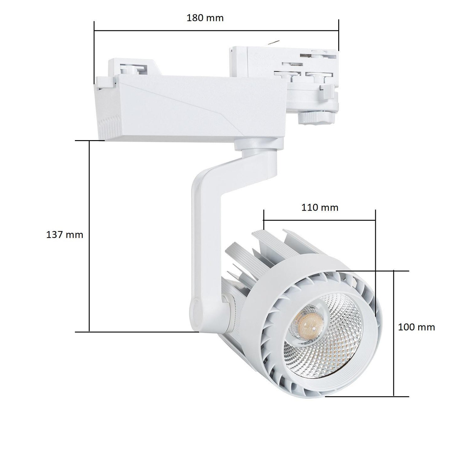 Spot LED sur Rail Triphasé 30W, 2400 lm, IP20, Installation Facile