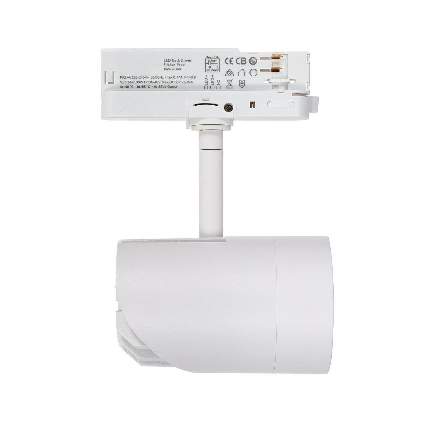 Spot LED sur Rail Triphasé 30W, IP20, Orientable, Blanc