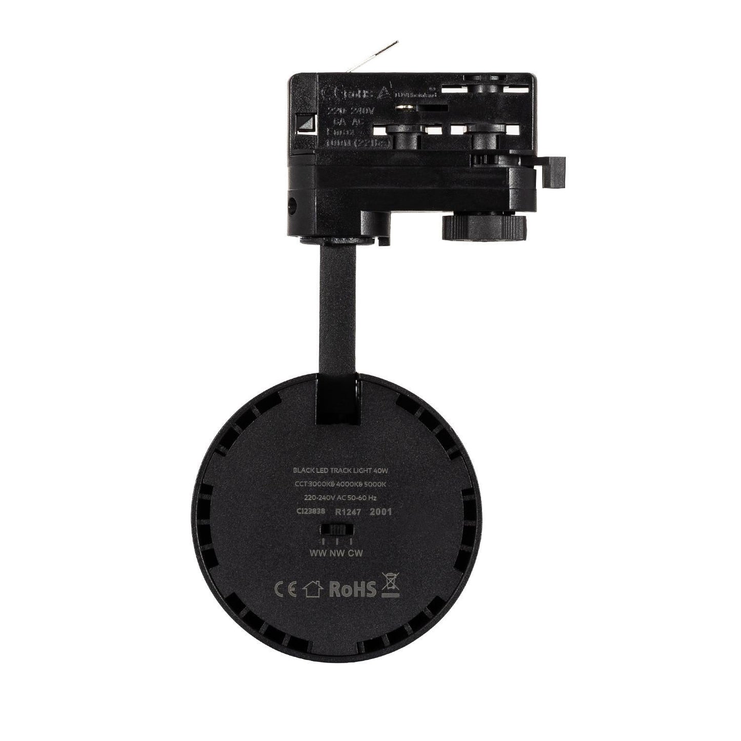 Spot LED sur Rail Triphasé 40W IP20 Noir, 3700 lm, Non-Dimmable