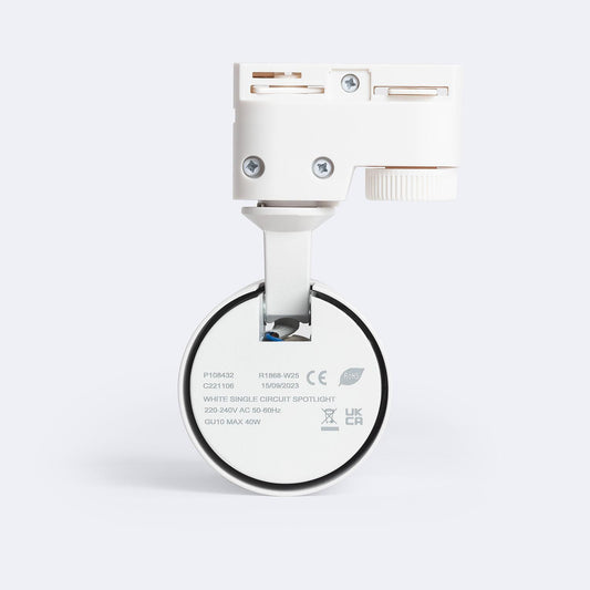 Spot sur Rail Monophasé 40W, IP20, Orientable, Installation Facile