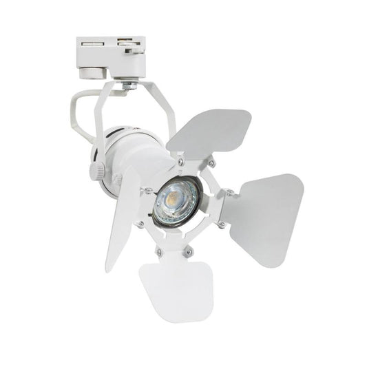 Spot sur Rail Triphasé GU10, 10W, IP20, Aluminium Blanc