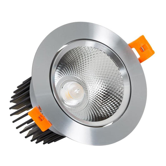 Spot Downlight LED 15W Rond Encastré Argenté IP20 Non Dimmable