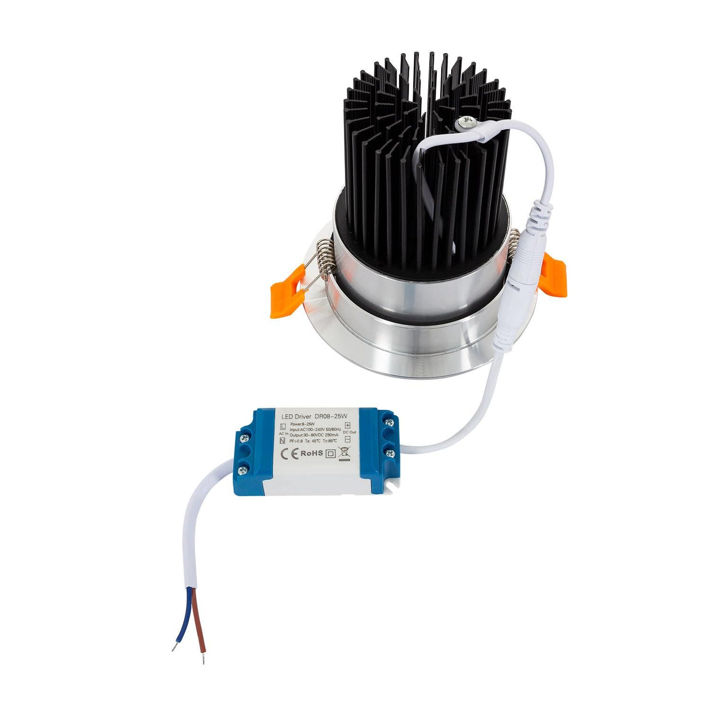 Spot Downlight LED 15W Rond Encastré Argenté IP20 Non Dimmable