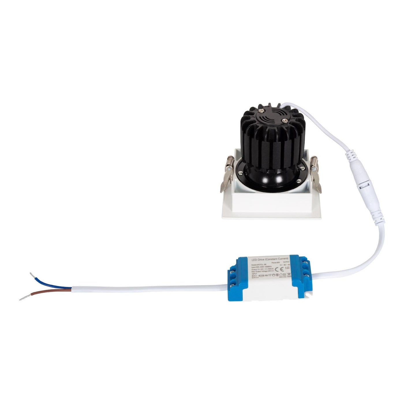 Spot LED Downlight Carré 7W Orientable, IP40, Installation Encastrée