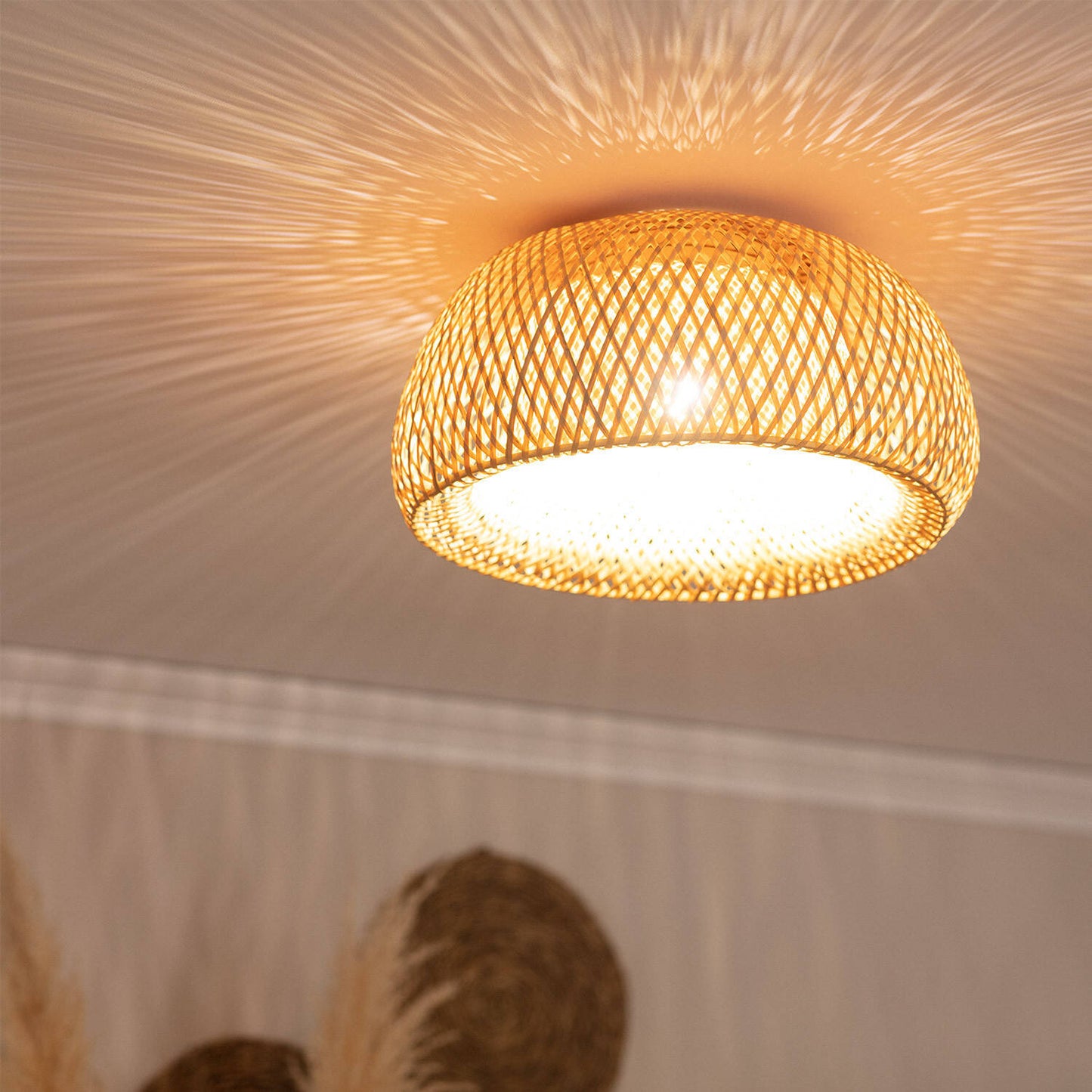 Plafonnier en Bambou E27 40W IP20 pour Intérieur
