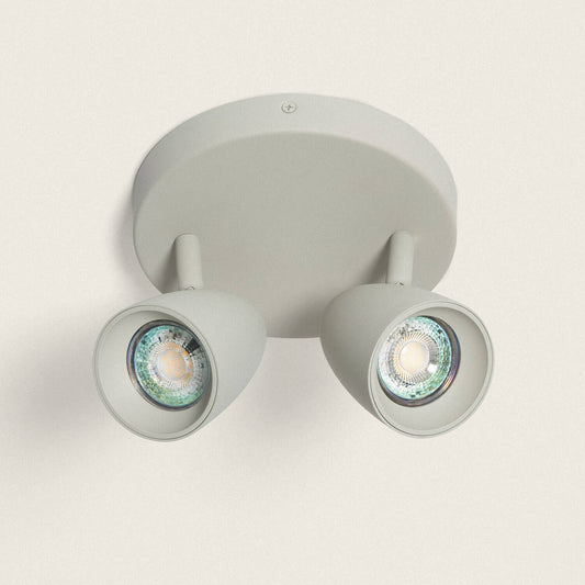Plafonnier Rond Orientable 2 Spots GU10, Aluminium, IP20