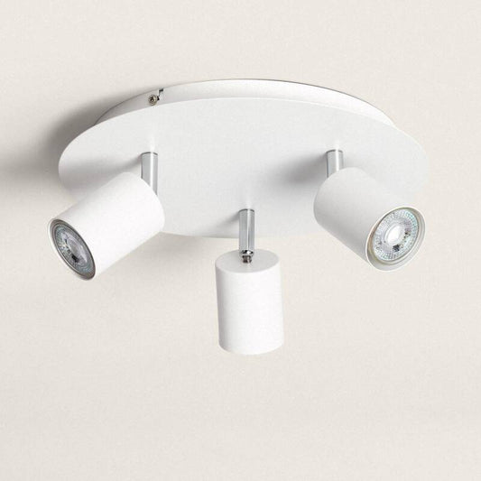 Plafonnier Rond Métal Orientable 3 Spots GU10, IP20