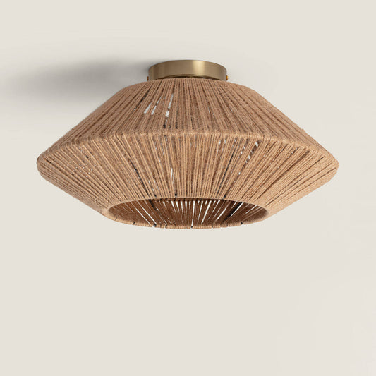 Plafonnier en Corde Naturelle E27, 20W, IP20, Installation en Saillie