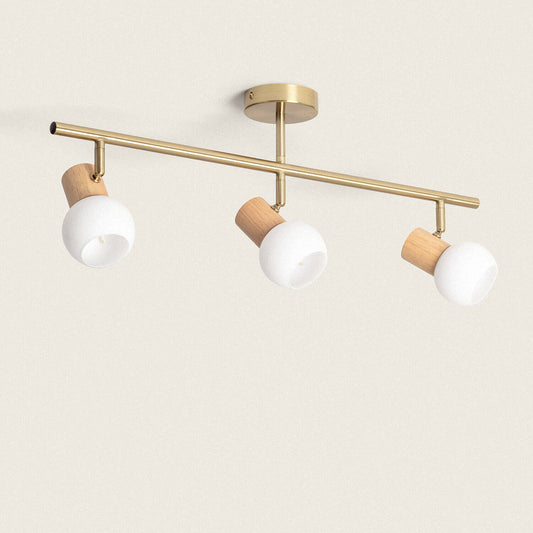 Plafonnier LED 3 Spots en Métal Doré 20W IP20
