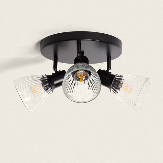 Plafonnier 3 Spots Orientables Métal et Verre, IP20, 20W
