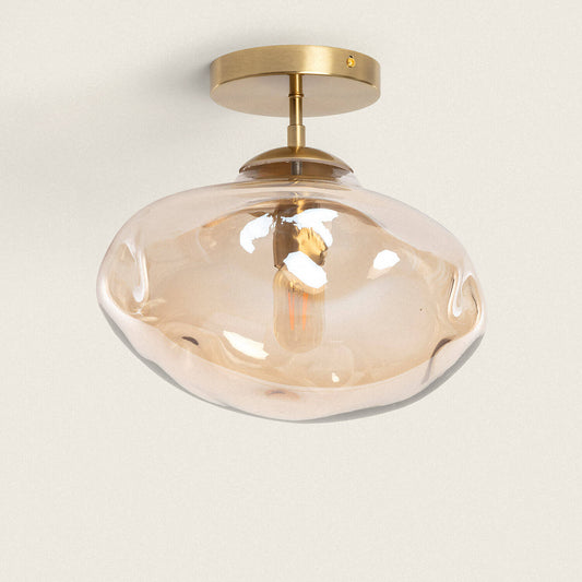 Plafonnier LED Métal et Verre, E27, IP20, Installation en saillie