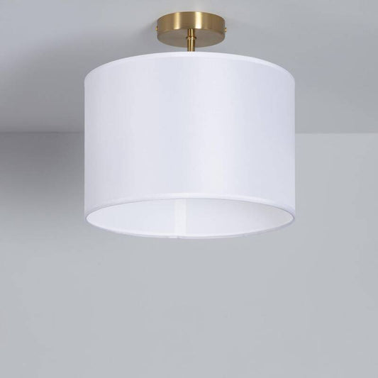 Plafonnier en Métal et Tissu Blanc, IP20, 20W, Installation en Saillie