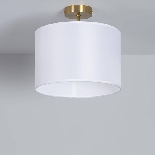 Plafonnier en Métal et Tissu Blanc, IP20, 20W, Installation en Saillie