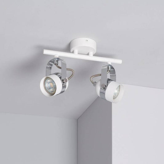 Plafonnier LED Orientable 2 Spots Aluminium Blanc IP20 12W