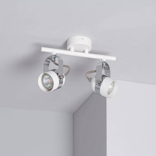 Plafonnier LED Orientable 2 Spots Aluminium Blanc IP20 12W