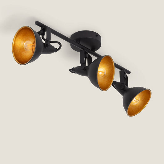 Plafonnier Orientable 3 Spots, 20W Max, IP20, Aluminium Noir