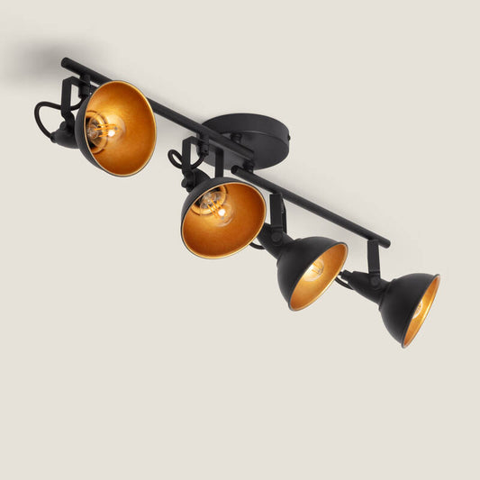 Plafonnier Orientable 4 Spots 20W IP20 Noir