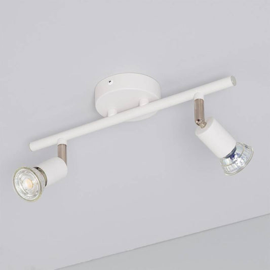 Plafonnier Orientable 2 Spots Aluminium Blanc, IP20, 50W