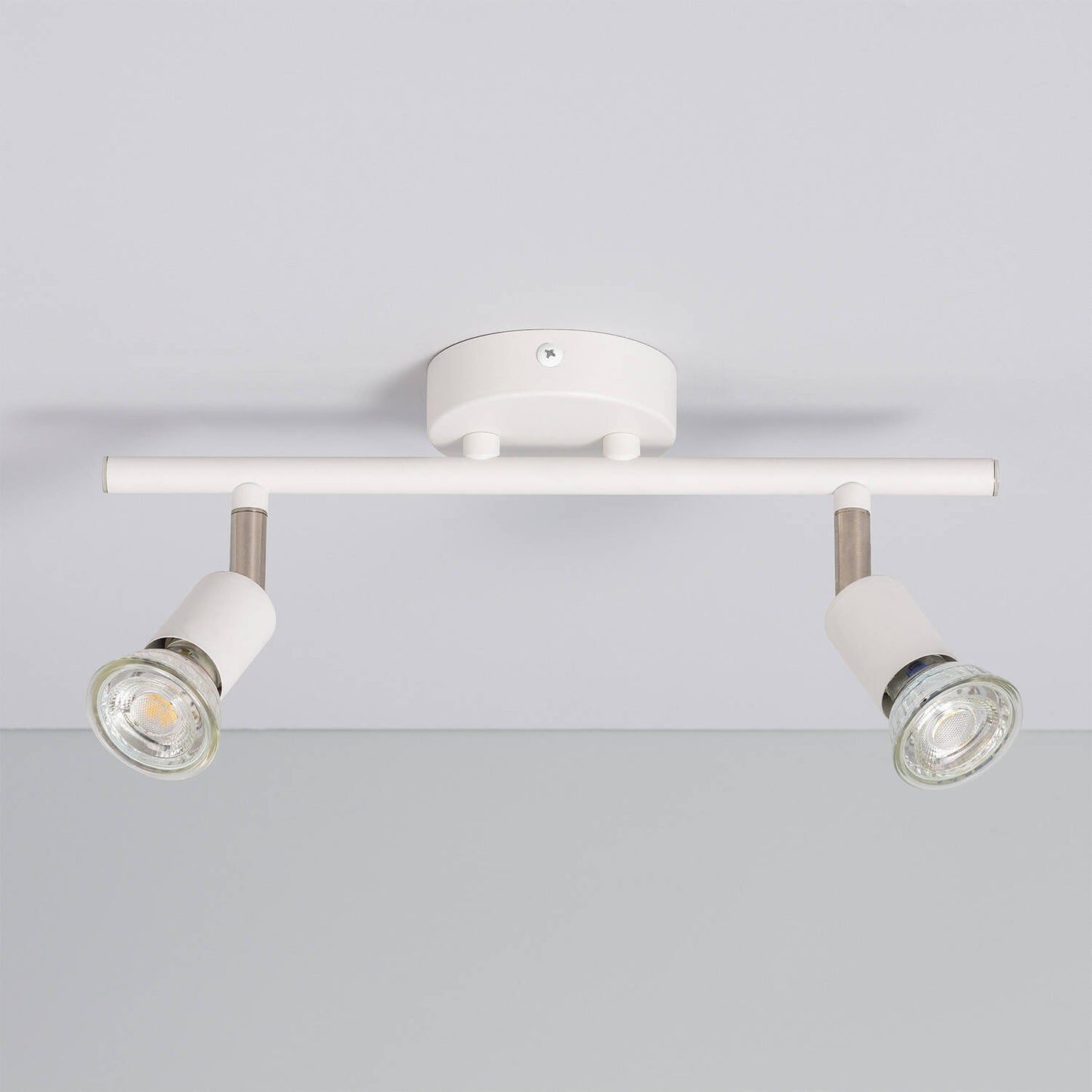 Plafonnier Orientable 2 Spots Aluminium Blanc, IP20, 50W