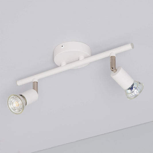 Plafonnier Orientable 2 Spots Aluminium Blanc, IP20, 50W
